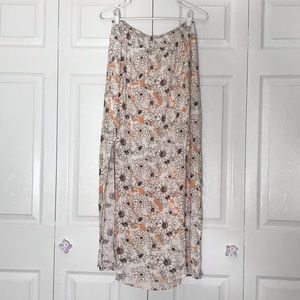 Listicle Orange and Black Floral Maxi Skirt